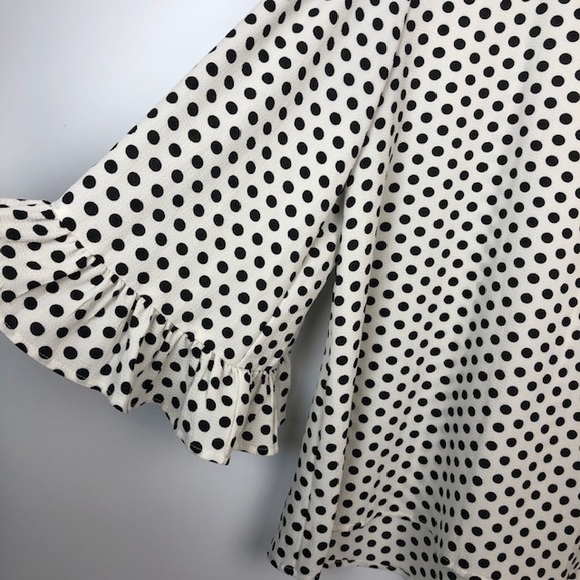 Bobeau polka dot black white top blouse medium - Picture 3 of 7